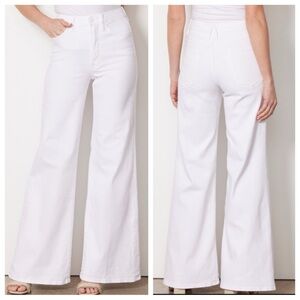 Good American Good Waist High Rise Wide Leg Palazzo Jeans in White Sz 8/29